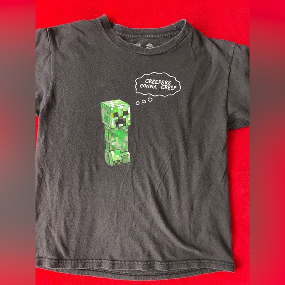Mojang Jinx Boy's Short Sleeve Minecraft "Creepers Gonna Creep" T-Shirt Sz: YM - Picture 2 of 6